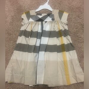 Toddler Burberry dress original stripe tan white and black